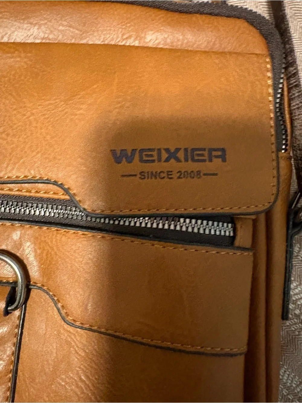 Wexner Tan Leather Crossbody Men’s Bag